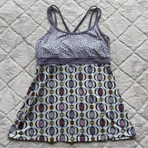 Prana | Purple & Gray Kaley Yoga Tunic Tank Shelf Bra Straps | Size Medium